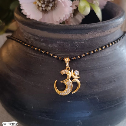 SST 159MS | OM SYMBOL BEAD CHAIN NECKLACE