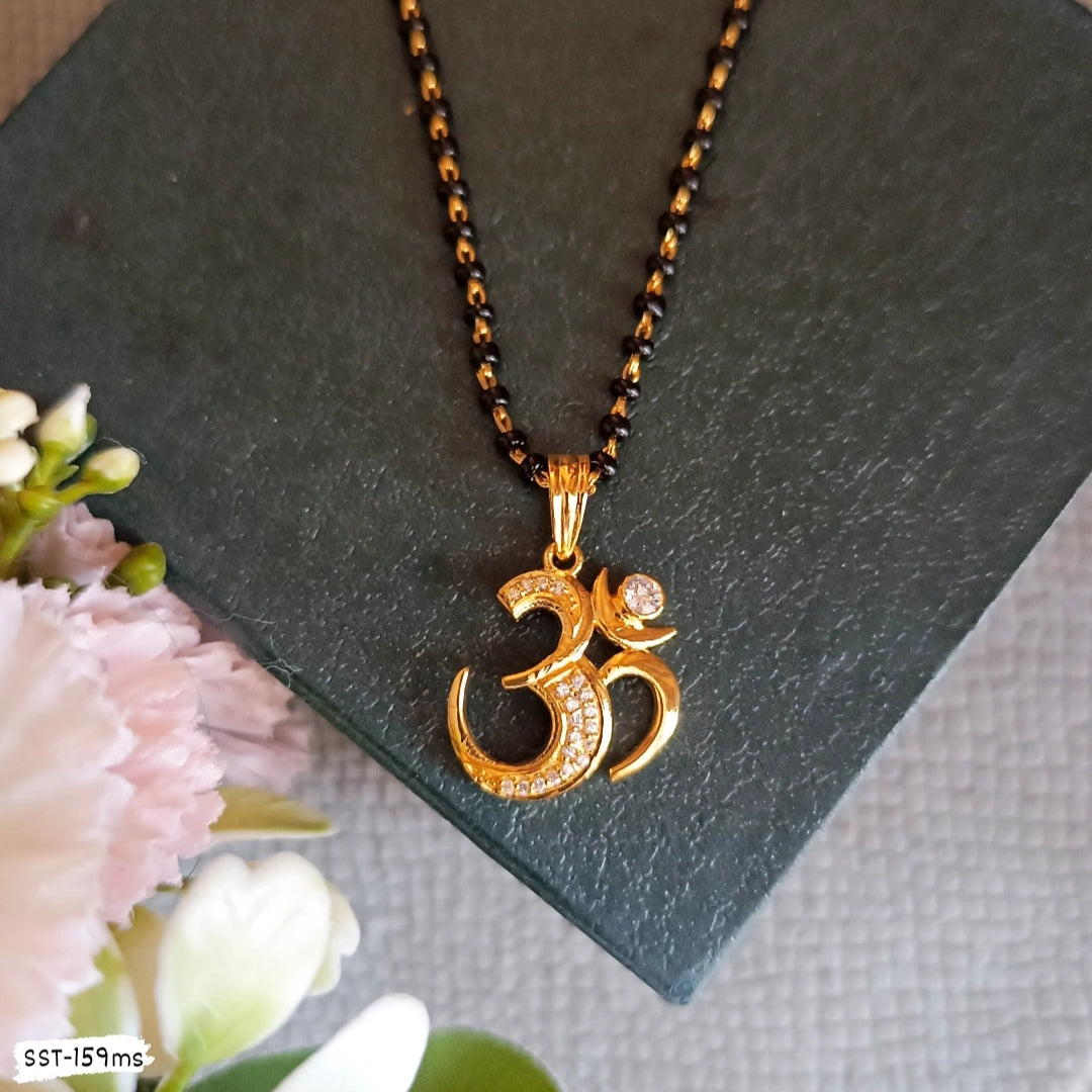 SST 159MS | OM SYMBOL BEAD CHAIN NECKLACE