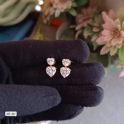 SST 397 | HEART-SHAPED DIAMOND STUD EARRINGS