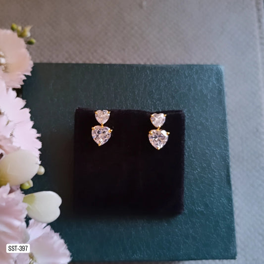 SST 397 | HEART-SHAPED DIAMOND STUD EARRINGS