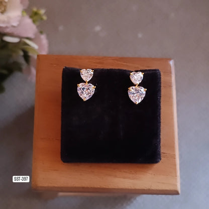 SST 397 | HEART-SHAPED DIAMOND STUD EARRINGS