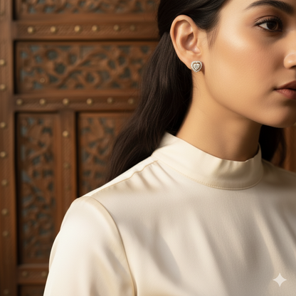 SST 378 | HEART SPARKLING STUD EARRINGS