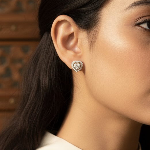 SST 378 | HEART SPARKLING STUD EARRINGS