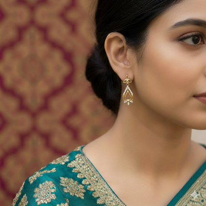 SST 476 | CZ TEARDROP DANGLER EARRINGS - DELICATE SPARKLE