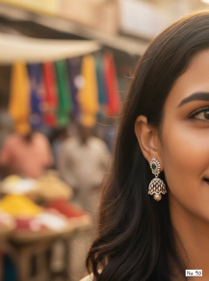 SST 480 |  TRADITIONAL GREEN STONE JHUMKA