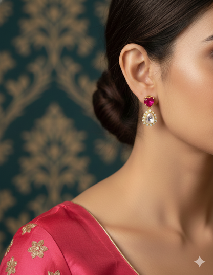 SST 570 RED | MOSSANITE POLKI EARRINGS