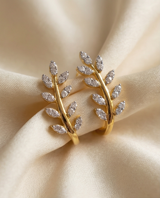 SST 580 | RADIANT CRYSTAL LEAF BALI EARRINGS