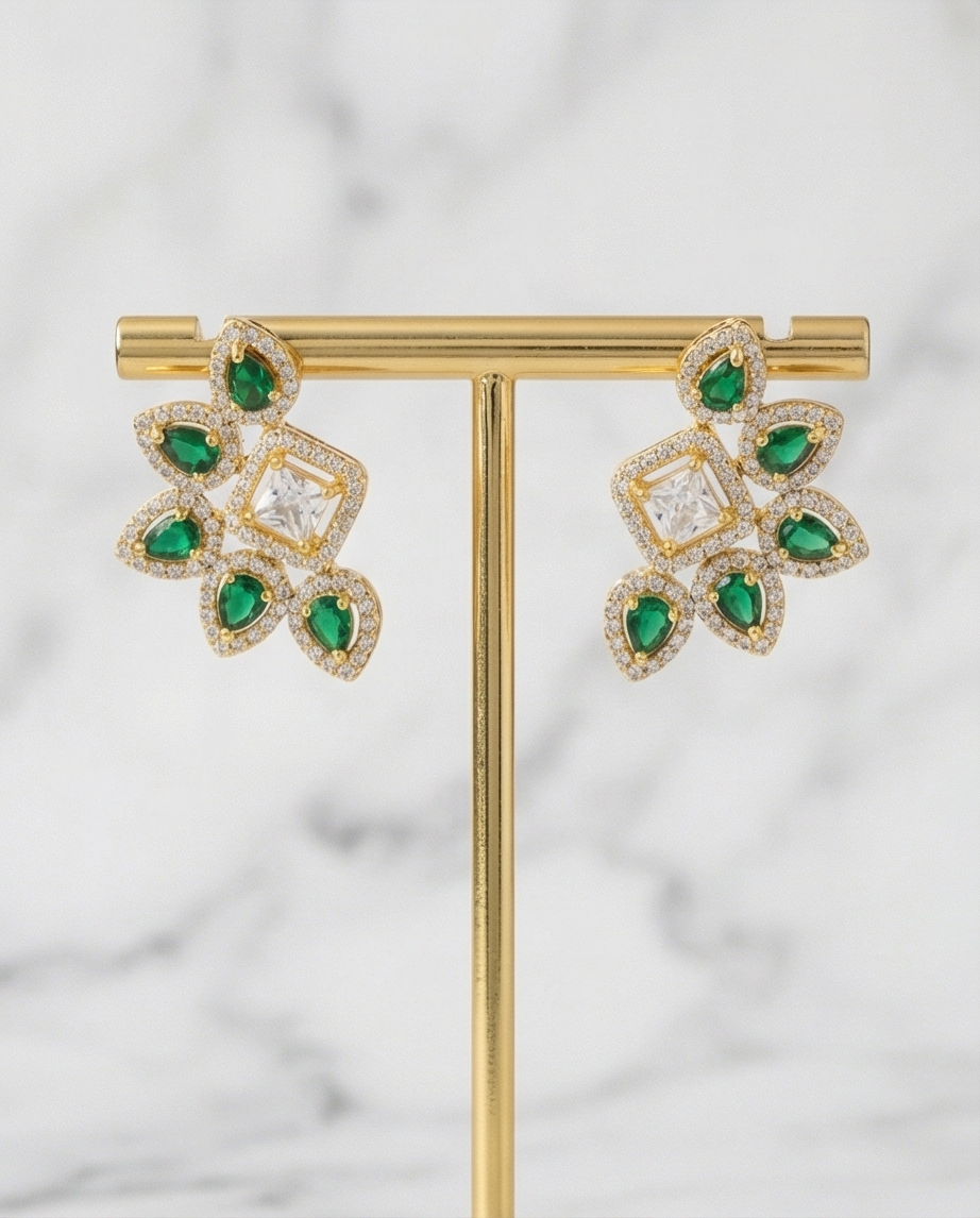 SST 063 | EMERALD FLORAL STARBURST EARRINGS