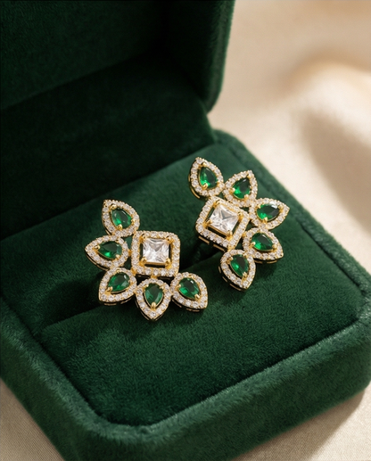SST 063 | EMERALD FLORAL STARBURST EARRINGS