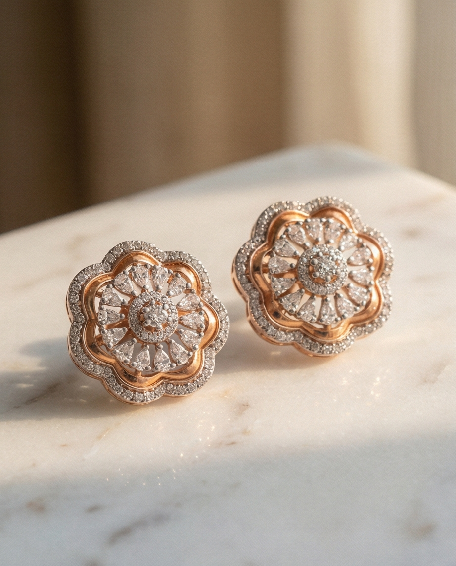 SST 577 | ROSE GOLD FLORAL EARRING
