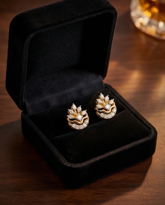SST 575 | ROYAL CRESCENT DIAMOND-INSPIRED STUD EARRINGS