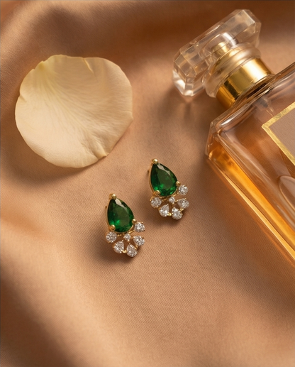 SST 539Green | TEARDROP EARRINGS WITH DAZZLING ACCENTS