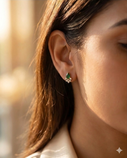 SST 539Green | TEARDROP EARRINGS WITH DAZZLING ACCENTS