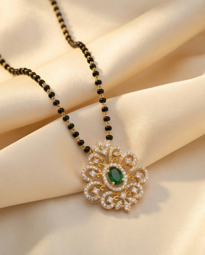 SST 306BB | EMERALD AND DIAMOND MANGALSUTRA