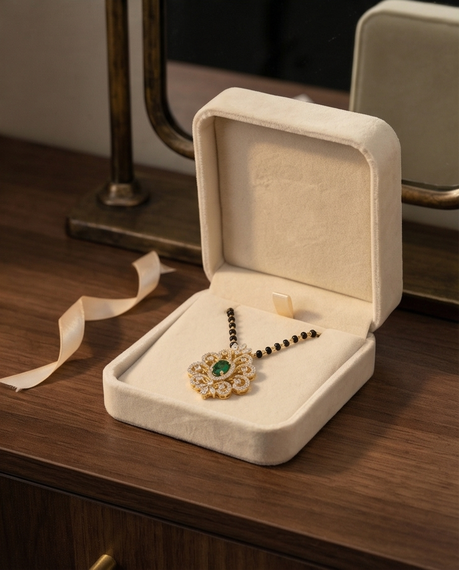 SST 306BB | EMERALD AND DIAMOND MANGALSUTRA