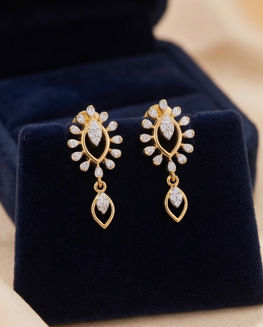 SST 484 | ELEGANT DROP EARRINGS WITH DIAMOND ACCENTS