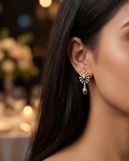 SST 484 | ELEGANT DROP EARRINGS WITH DIAMOND ACCENTS