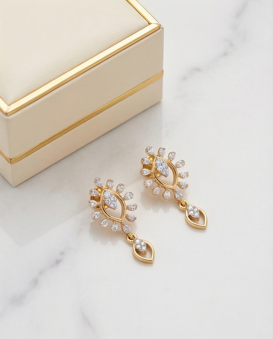 SST 484 | ELEGANT DROP EARRINGS WITH DIAMOND ACCENTS