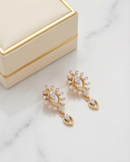 SST 484 | ELEGANT DROP EARRINGS WITH DIAMOND ACCENTS