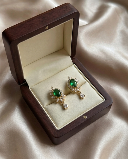 SST 566 | EMERALD BLOOM CZ STUD DROP EARRING