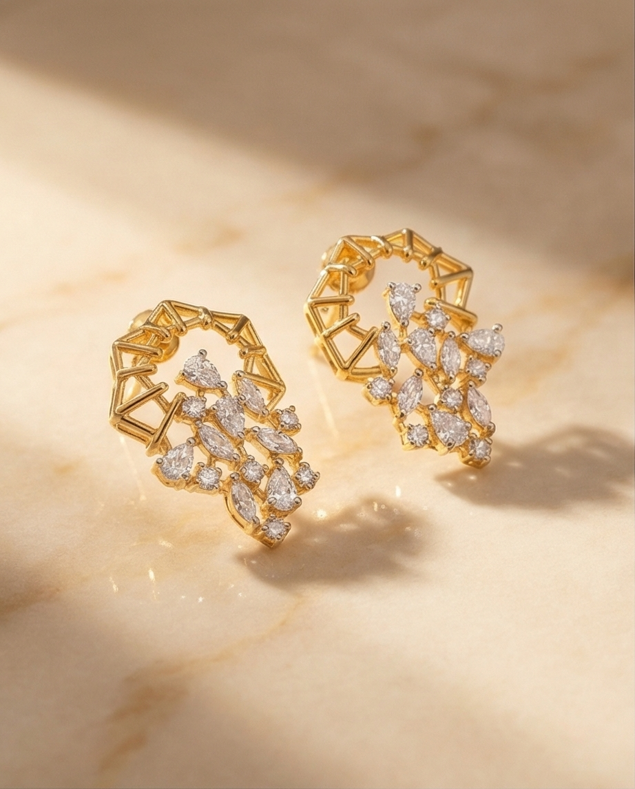 SST 497 | GEOMETRIC CLUSTER STUD EARRINGS