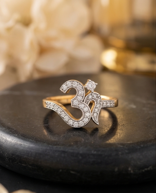 SST 485 | ELEGANT DIAMOND STUDDED OM RING