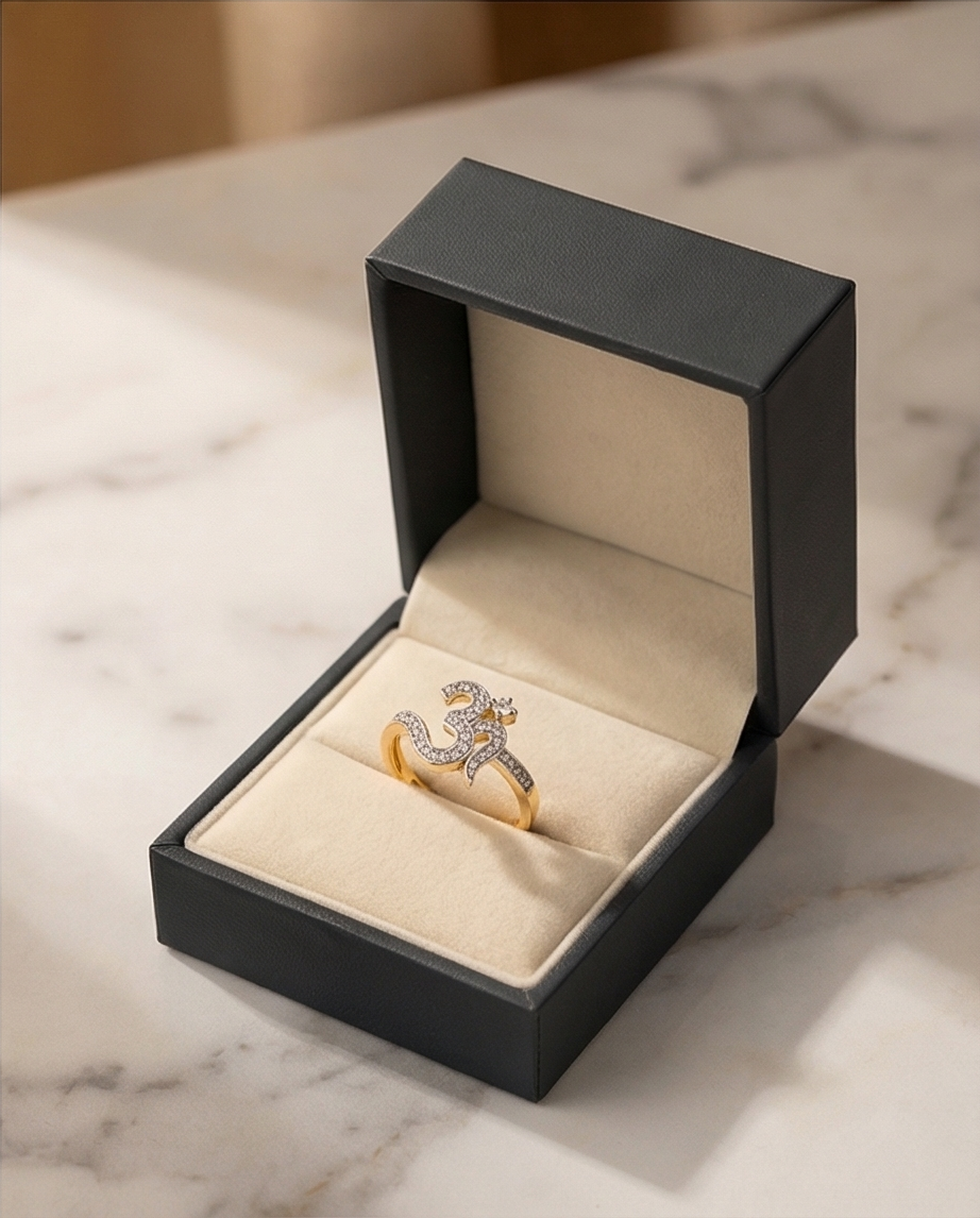 SST 485 | ELEGANT DIAMOND STUDDED OM RING