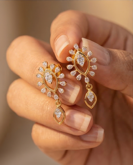 SST 484 | ELEGANT DROP EARRINGS WITH DIAMOND ACCENTS