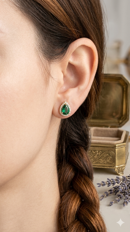 SST 187 | EMERALD HALO PEAR STUD