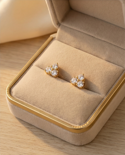 SST 184 | THREE-STONE DIAMOND CLUSTER EARRINGS