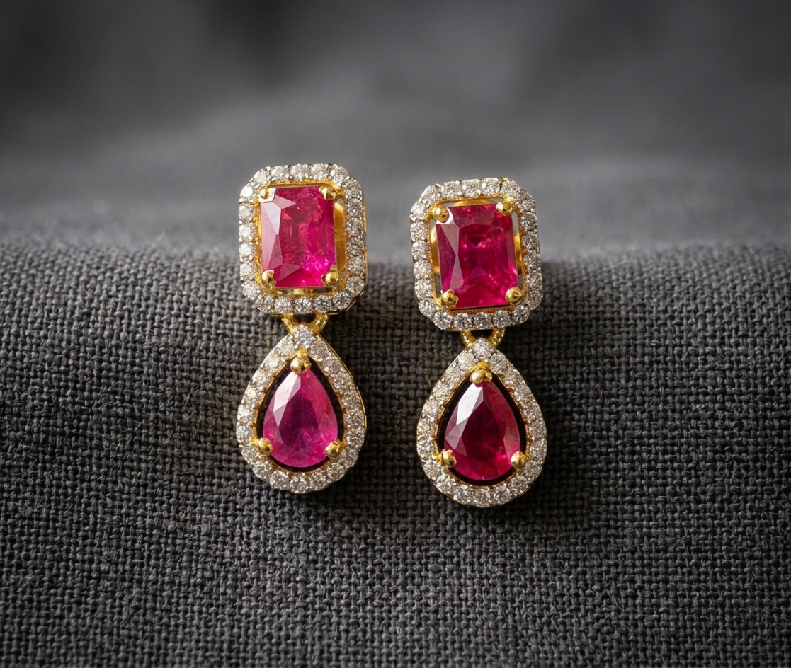 SST 069 | EMERALD TEARDROP DANGLE EARRINGS