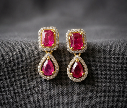 SST 069 | EMERALD TEARDROP DANGLE EARRINGS