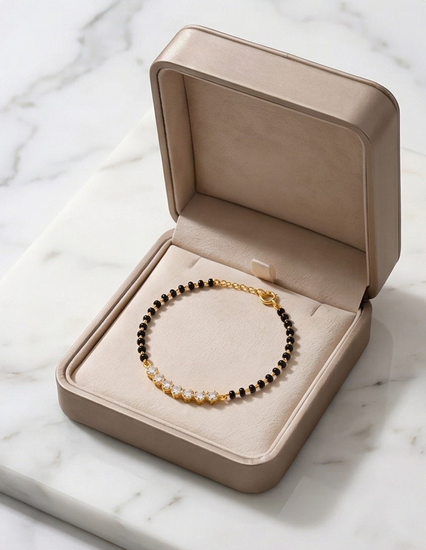 SST 188 | SOLITAIRE BLACK BEADS BRACELET