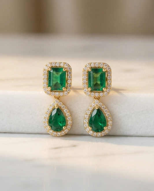 SST 069 | EMERALD TEARDROP DANGLE EARRINGS