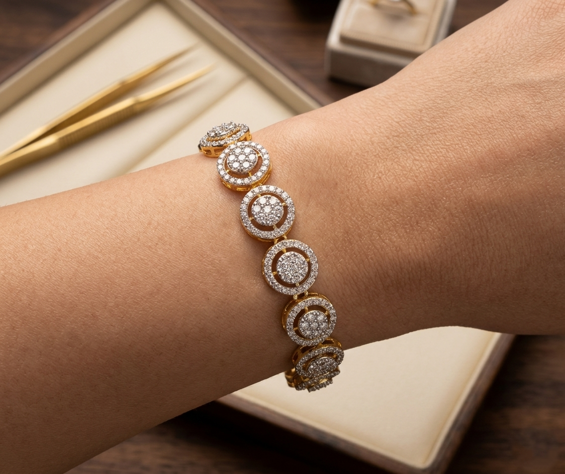 SST 599 | DIAMOND HALO LINK TENNIS BRACELET