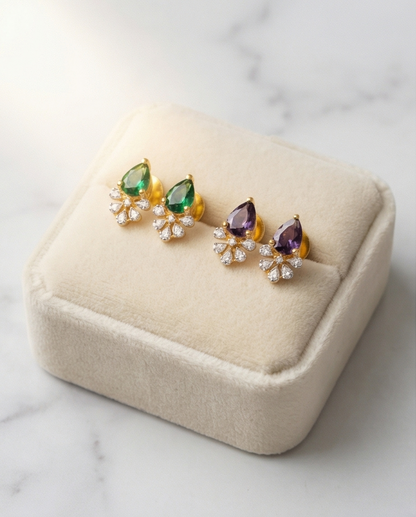 SST 539Green | TEARDROP EARRINGS WITH DAZZLING ACCENTS