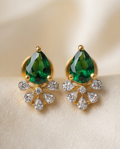 SST 539Green | TEARDROP EARRINGS WITH DAZZLING ACCENTS