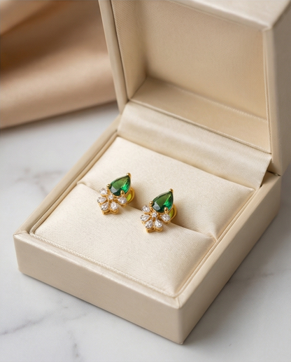 SST 539Green | TEARDROP EARRINGS WITH DAZZLING ACCENTS