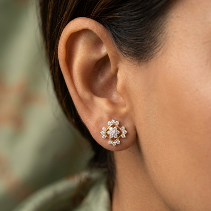 SST 445 | SPARKLING FLOWER STUD EARRINGS