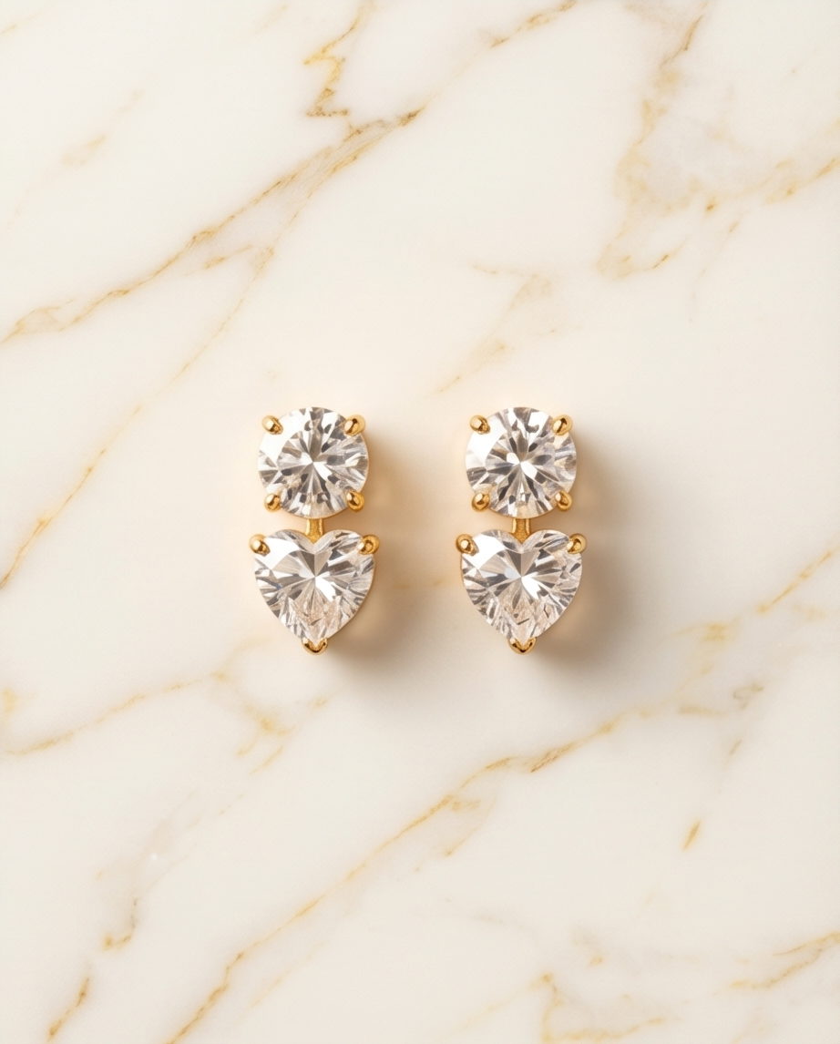SST 397 | HEART-SHAPED DIAMOND STUD EARRINGS
