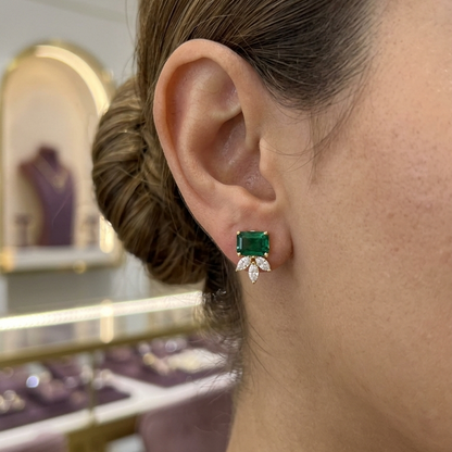 SST 382 | EMERALD AND LEAF EARRINGS