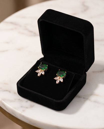 SST 382 | EMERALD AND LEAF EARRINGS