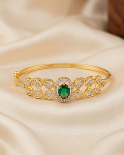 SST 609 | EMERALD HALO LEAF MOTIF STATEMENT BRACELET
