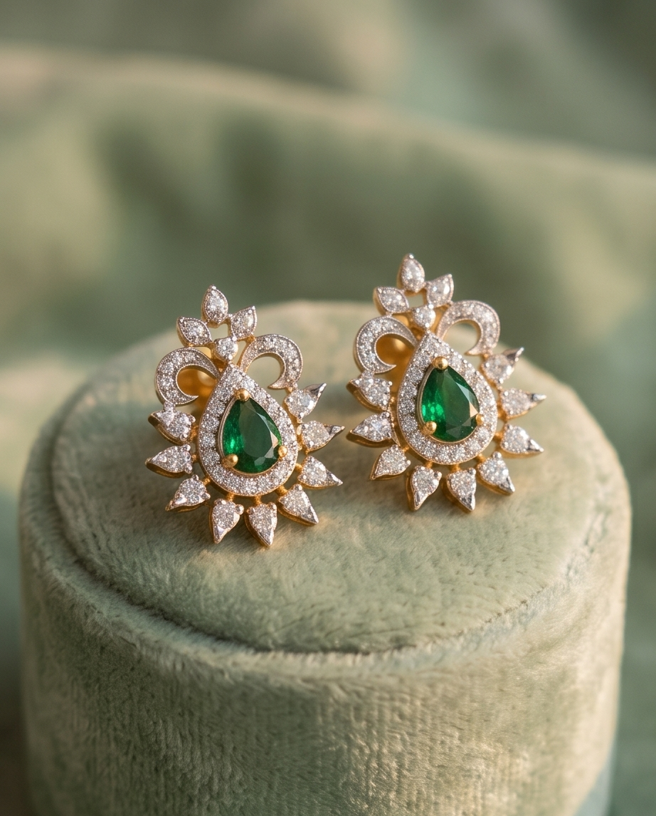 SST 261 | EMERALD AND DIAMOND EARRINGS