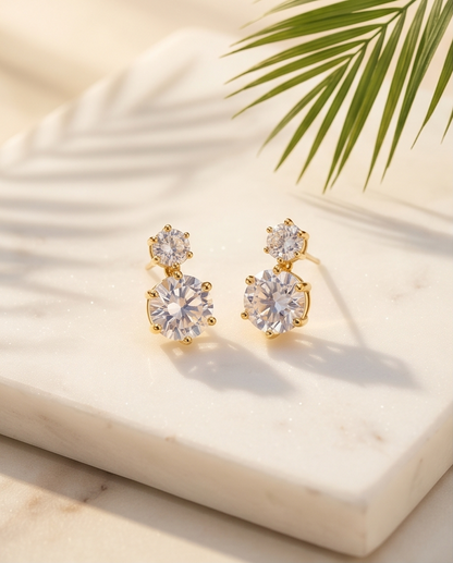 SST 224 | DOUBLE DIAMOND DROP EARRINGS