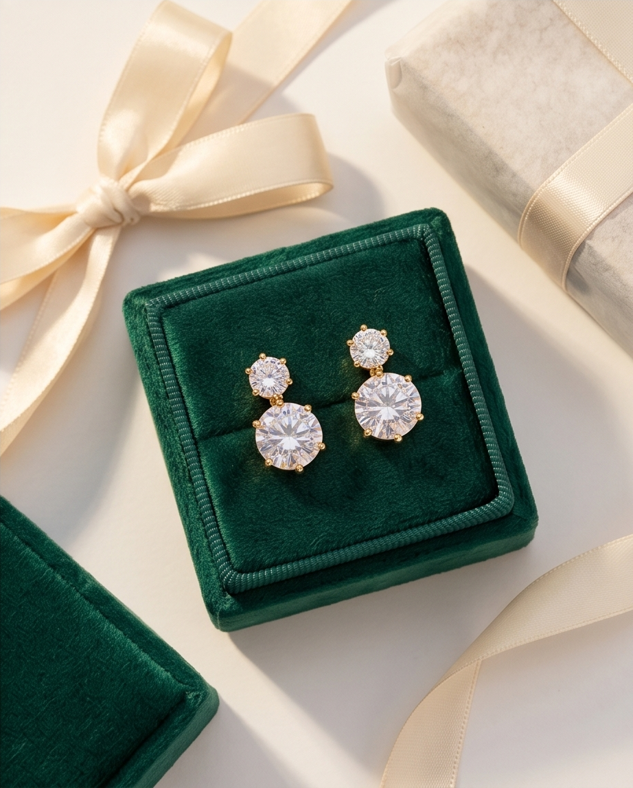 SST 224 | DOUBLE DIAMOND DROP EARRINGS