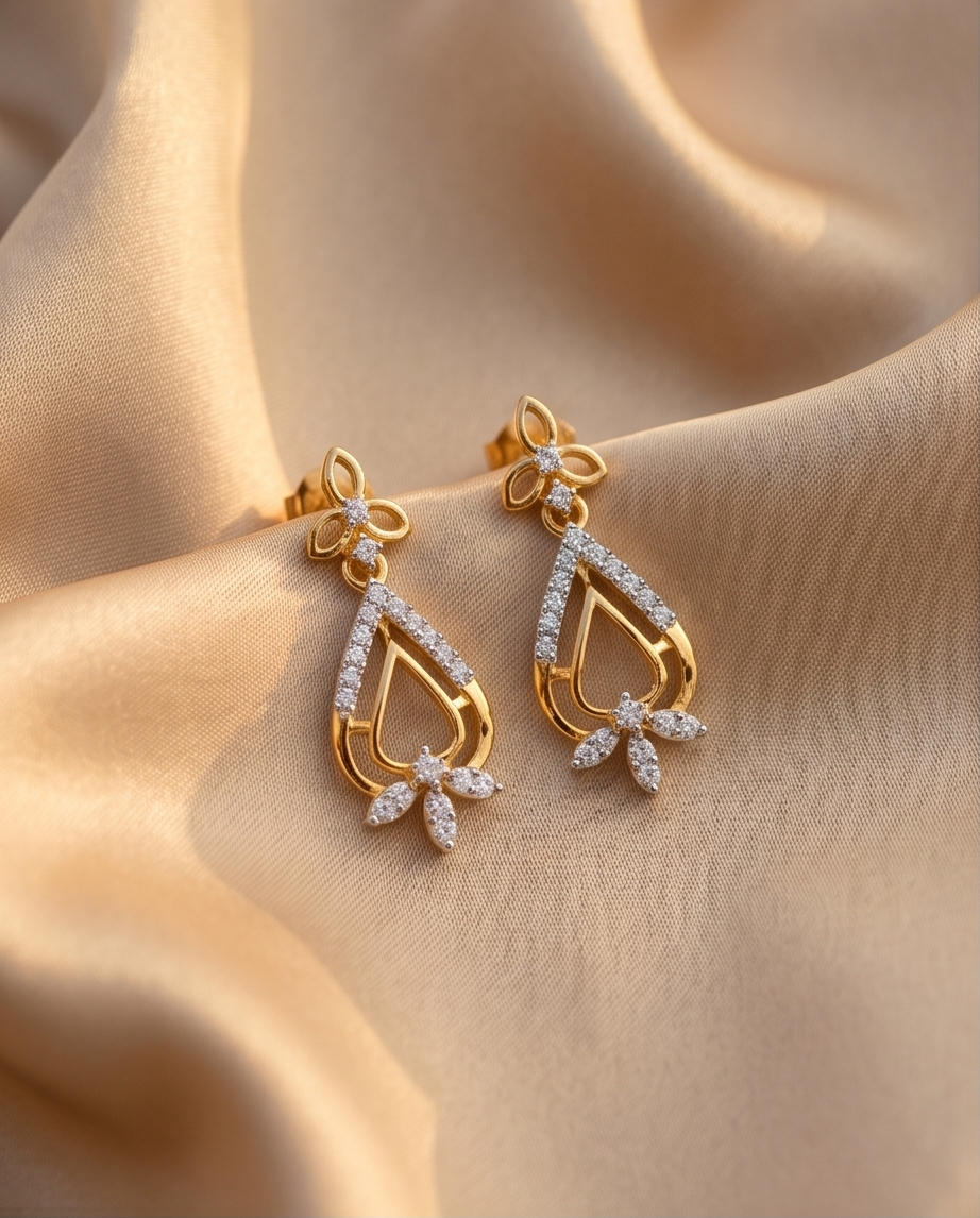 SST 476 | CZ TEARDROP DANGLER EARRINGS - DELICATE SPARKLE