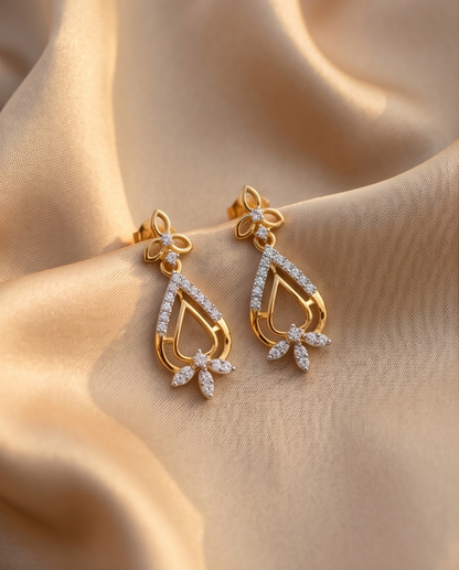 SST 476 | CZ TEARDROP DANGLER EARRINGS - DELICATE SPARKLE