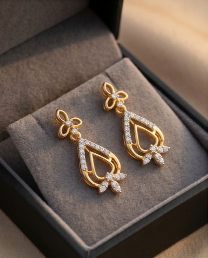 SST 476 | CZ TEARDROP DANGLER EARRINGS - DELICATE SPARKLE