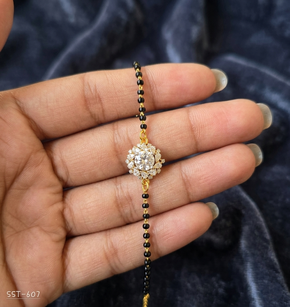 SST 607 | RADIANT HALO DIAMOND MANGALSUTRA BRACELET